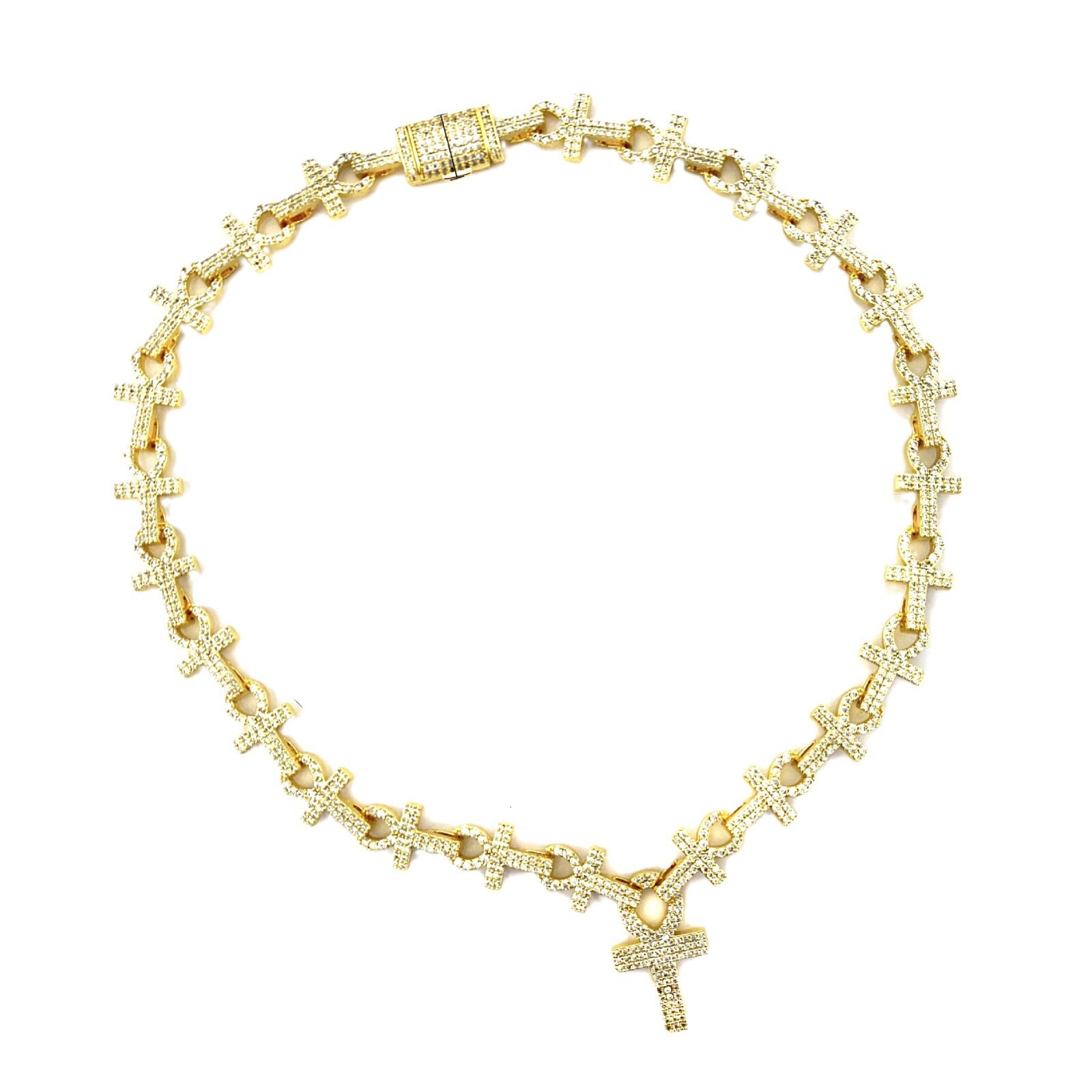 Hip hop trendsetters all cross chain necklaces personalized and niche hip-hop Moissanite chain