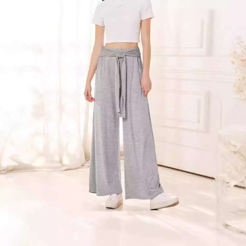 2025 Autumn Winter Fashion Women's Solid Color Draped Tie Wide Leg Casual Versatile Soft Comfortable Yoga Pants for Women