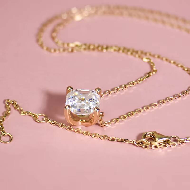 9x9mm Gold Gra Certificate Lab Grown Asscher Shape Cut Diamond Mossanite Moissanite Loose Gemstones Pendant Necklace