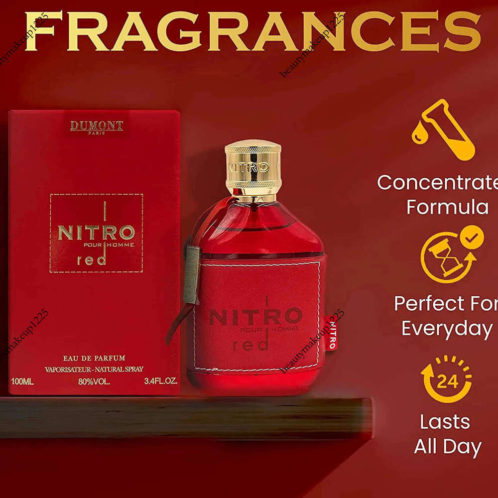 Dumont NITRO RED 3.4oz Eau De Parfum Luxury Perfume for Men Fruit Woody Floral & Masculine Fragrance - Long Lasting