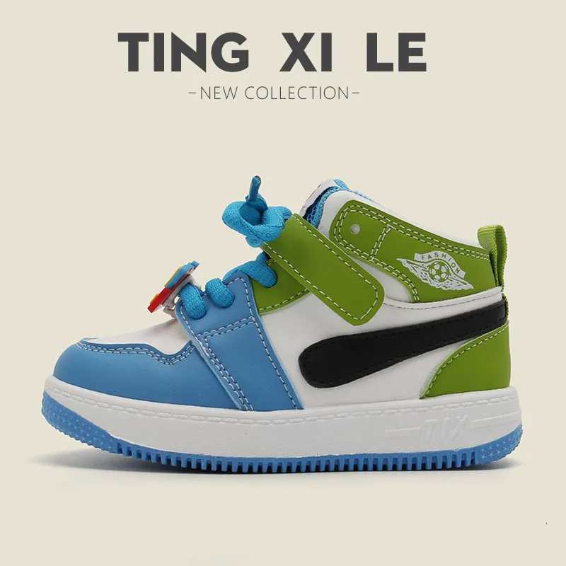 Childrens Sneakers2024Spring Boys Casual Sneakers High-Top Anti-Slip Girls Basketball Shoes Soft-Soled Baby ShoesT251110
