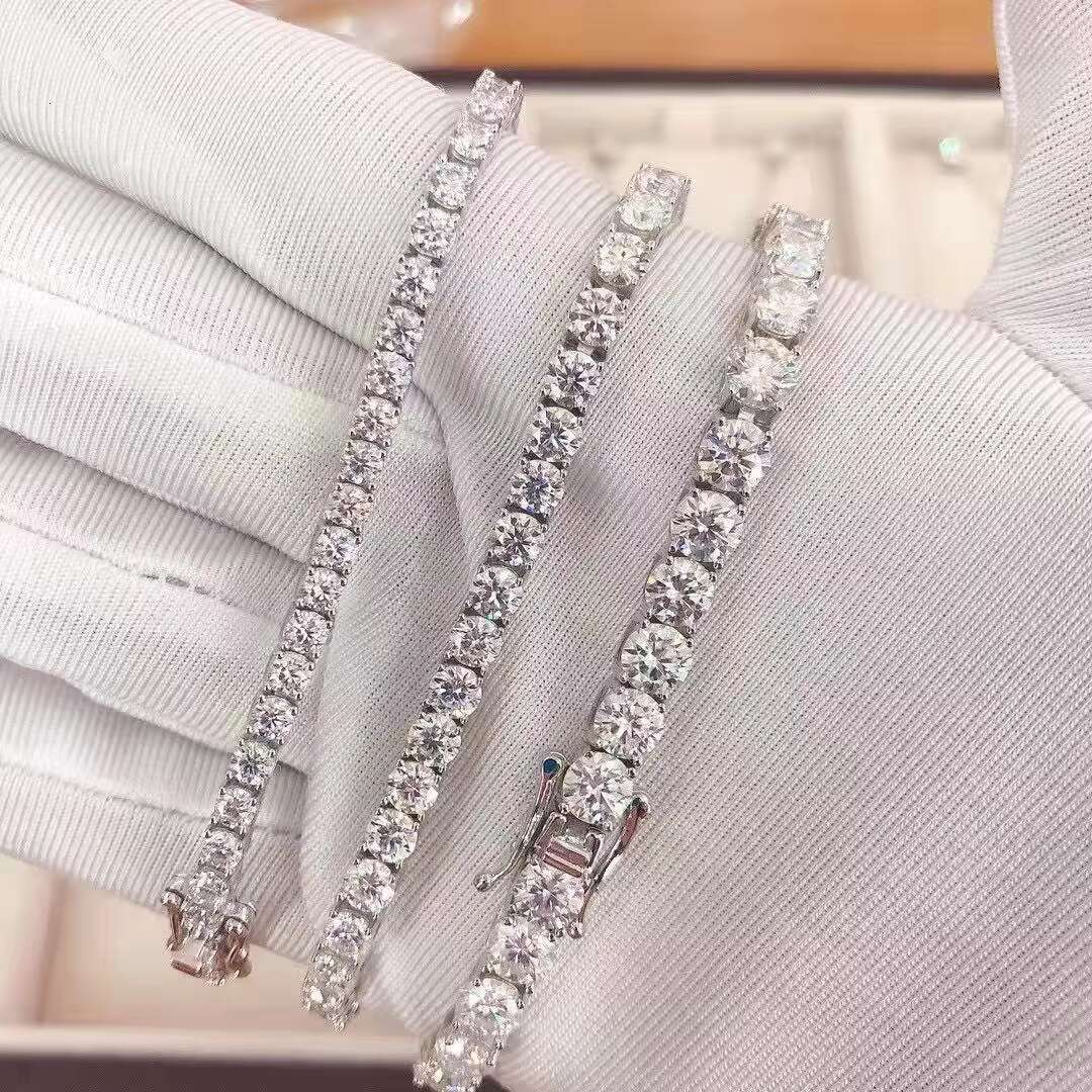 Qianjian 2mm 925 Sterling Silver Tennis Link Chains Iced out VVS Moissanite Bracelet for Men Elegant Jewelry