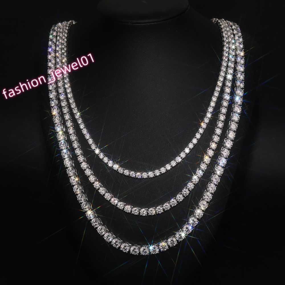 Wholesale Custom Chain Tennis Necklace 925 Sterling Silver GRA Moissanite Lab Diamond Hip Hop Tennis Necklace for Men
