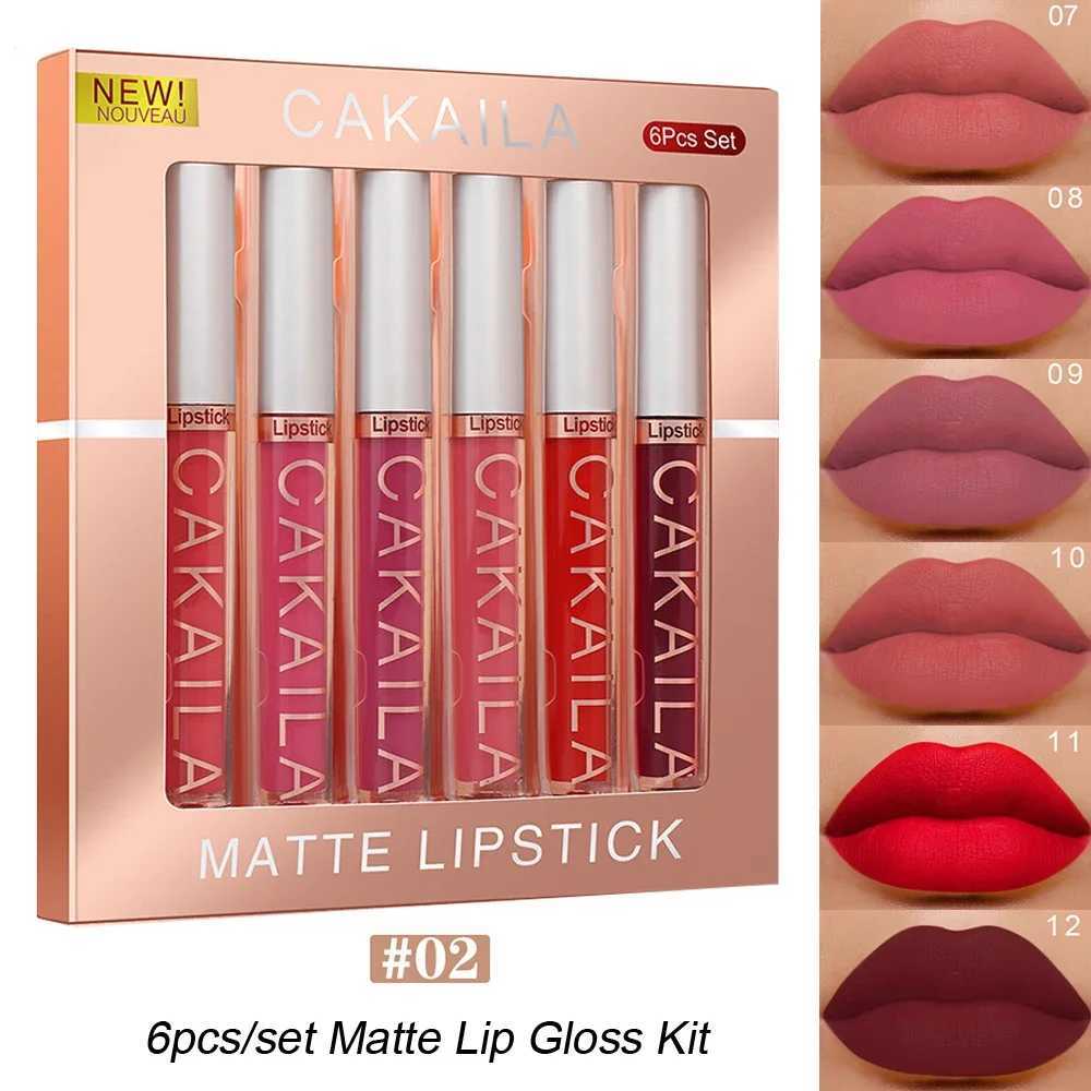 6-Color Liquid Matte Lipstick Set Velvet Matte Lip Gloss Kit Waterproof Moisturizer Easy To Wear Sexy Red Silky Lip Glaze MakeupT251110