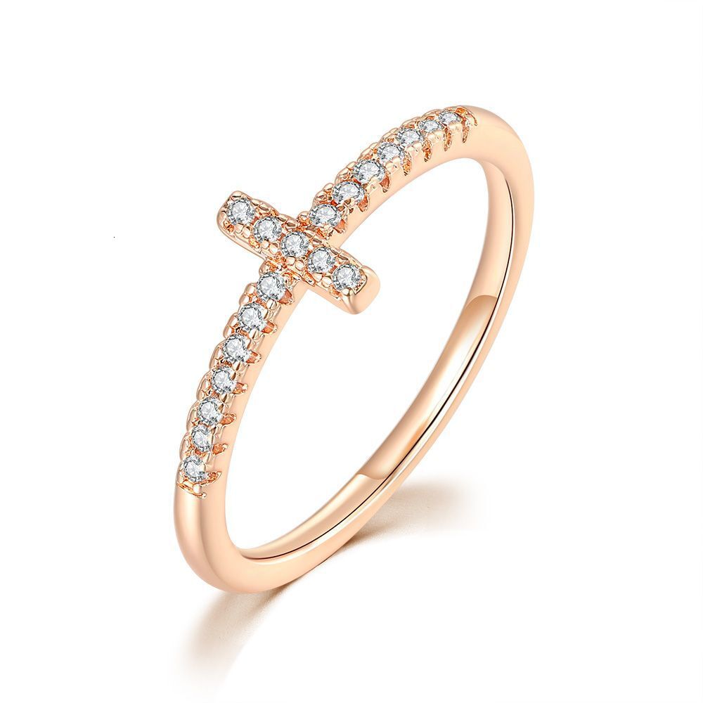 Cross-border Hot-selling Cross Ring Micro-inlaid Zircon Fashion Ring Women's Designer Ring Fashion Gold-plated Ring E-commerce Hot-selling Jewelr