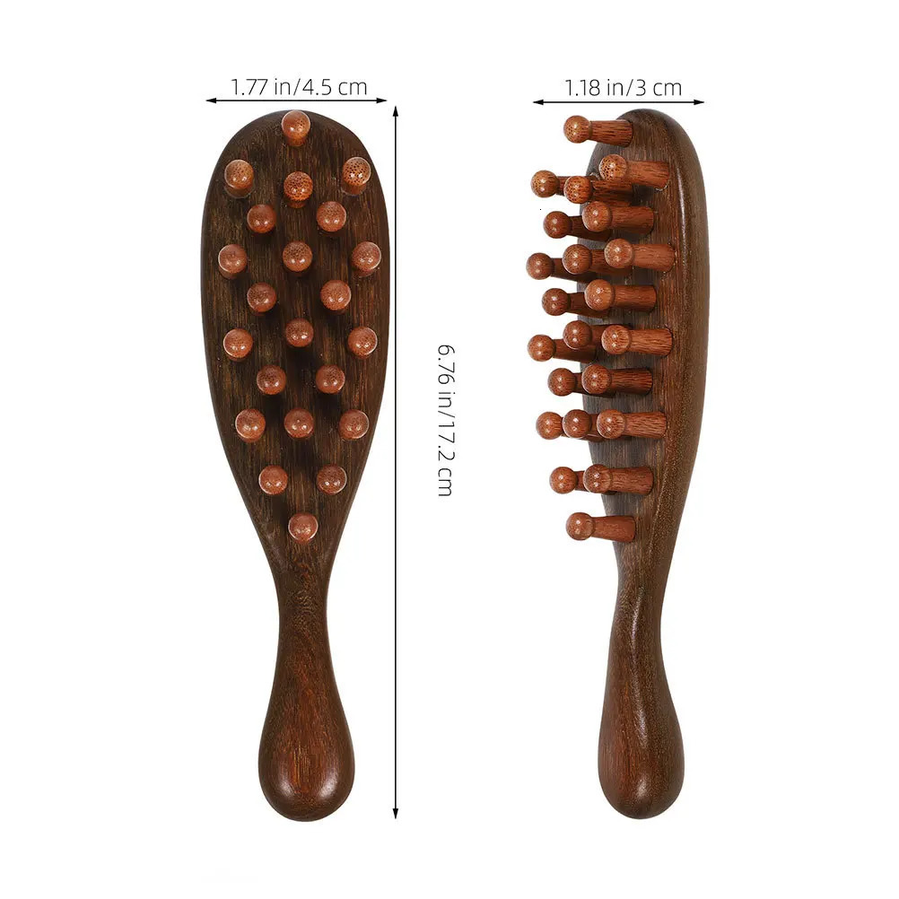 2pcs Wooden Scalp Massage Comb Fine Teeth Ergonomic Wide Tooth Hair Detangler For Travel Multifunctional Head 251107