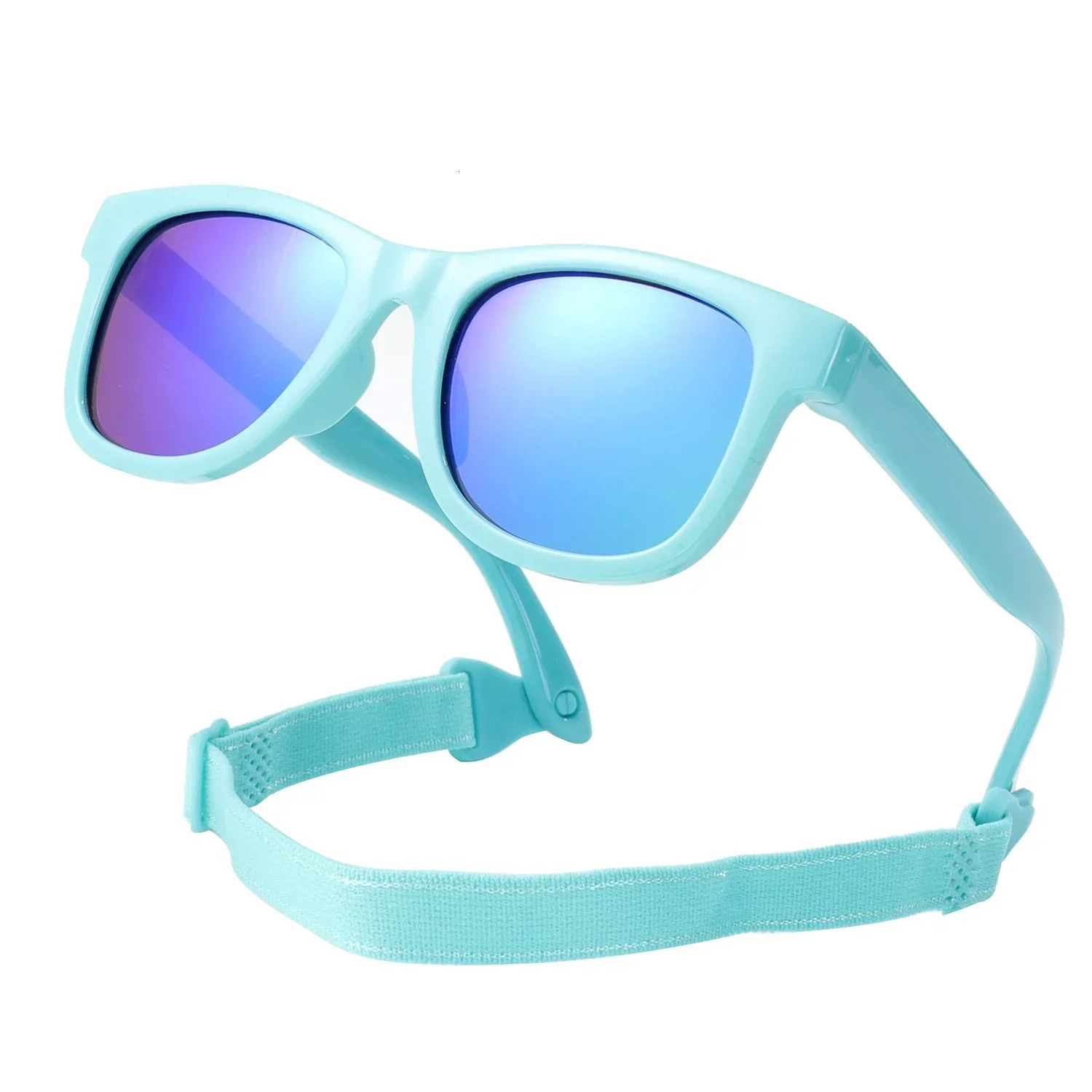Polarized sunglasses for infants aged 0-24 months with belt high-quality square silicone frame UV400 lenses suitable for both boys and girls 250403