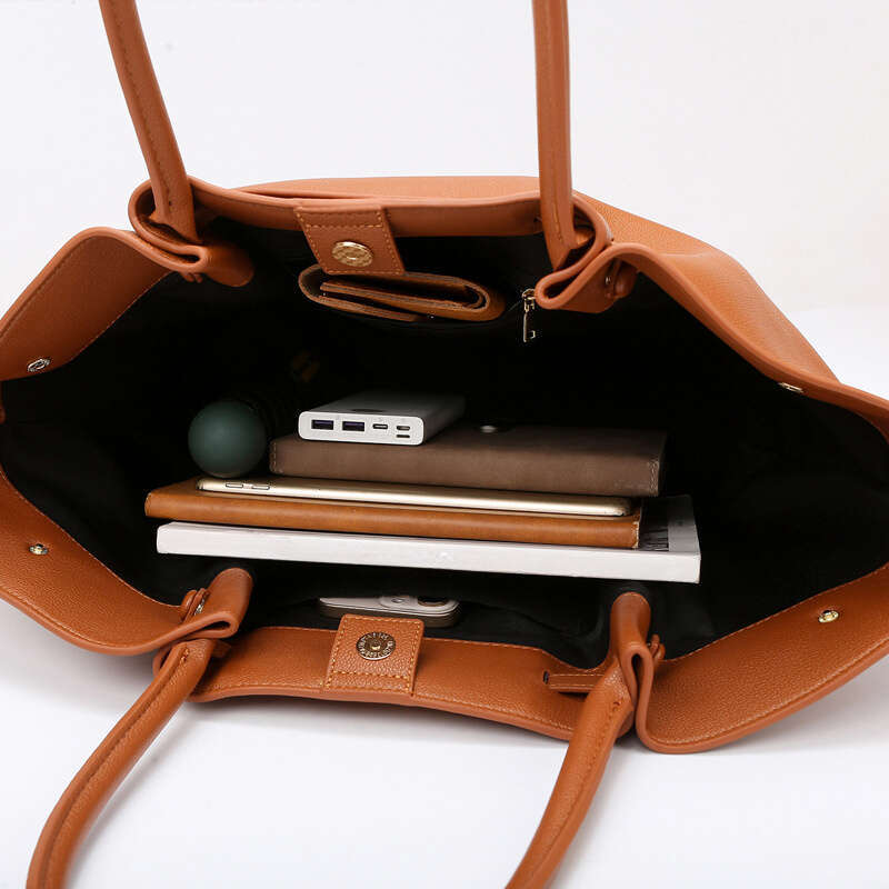 Women's Large Capacity Handbag Convertible Shoulder Handheld Tote With Golden-Tone Hardware, Minimalist Black/Brown Or Beige Elegant, Travel, Eve