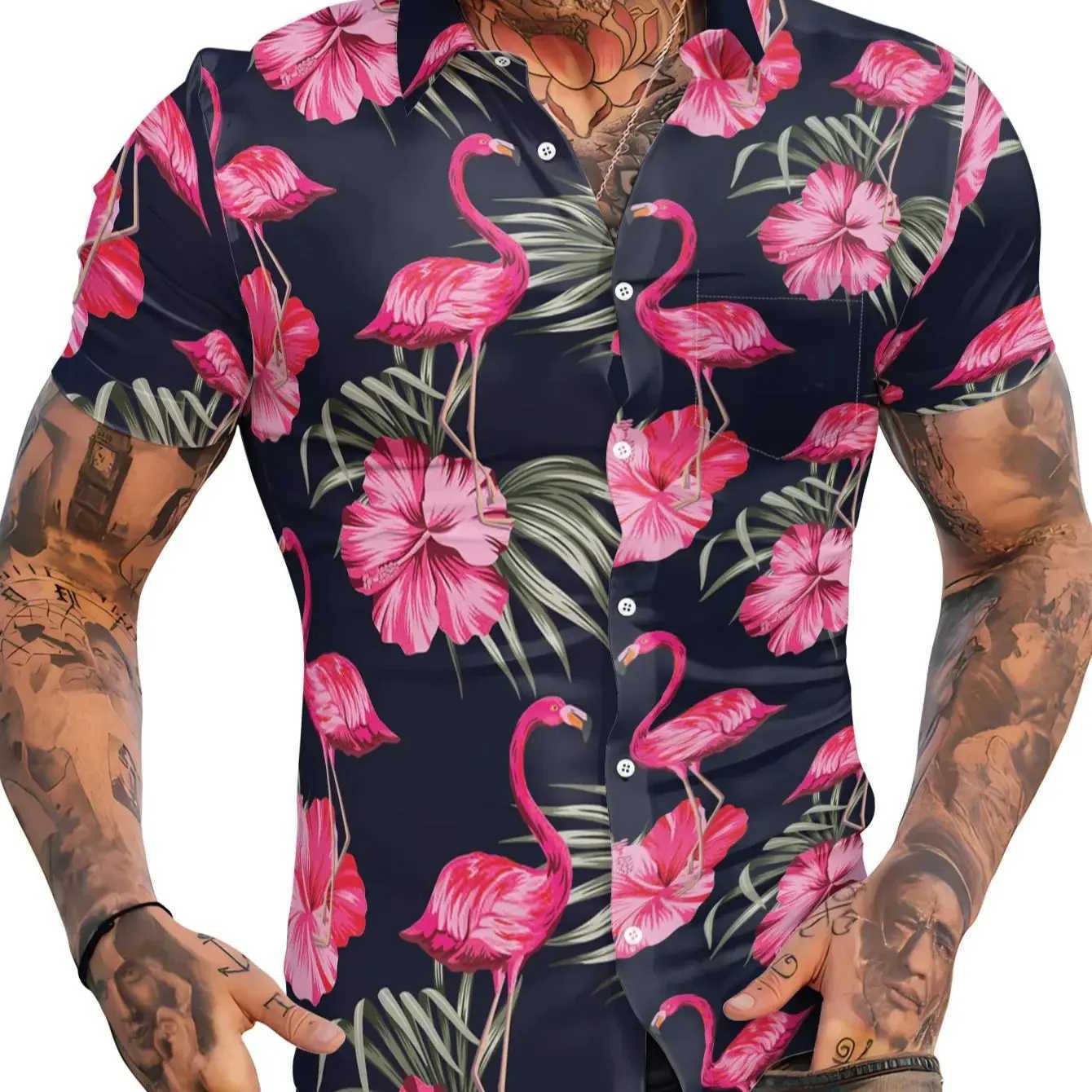 Clilsmap Mens Hawaiian Shirt Summer Beach Casual Short Sleeve Button Down Shirt Tropical Holiday Beach Shirt with Pocket X250410