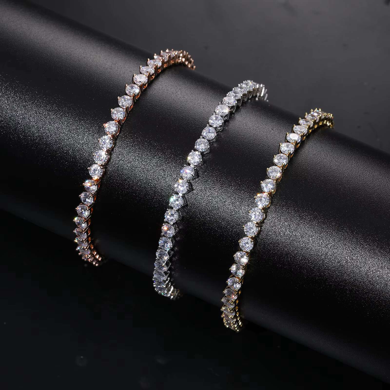3mm 4mm 5mm 3 Prong Moissanite Tennis Chain Wholesale Custom 925 Sterling Silver VVS Mossanite Fashion Tennis Necklace