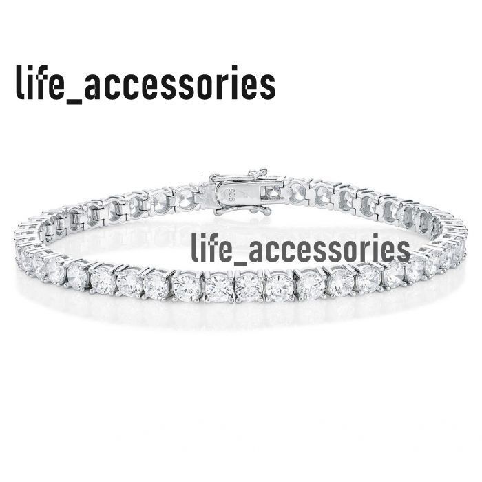 Popular 4mm Tennis Bracelet Women Men Hiphop 925 Sterling Silver Round Brilliant Cut VVS Moissanite Tennis Chain