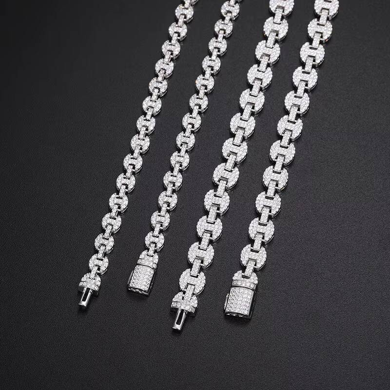 Fashion Jewelry 6mm 8mm 10mm Moissanite Link Chain 925 Sterling Silver VVS Mossanite Iced Out Hiphop Cuban Necklace for Men