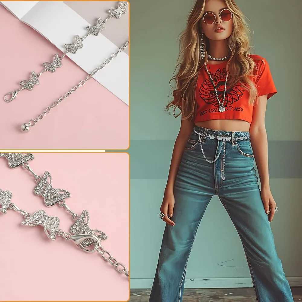 Warm waist belt metal rhinestone belt warm dress belt body chain belt X250410