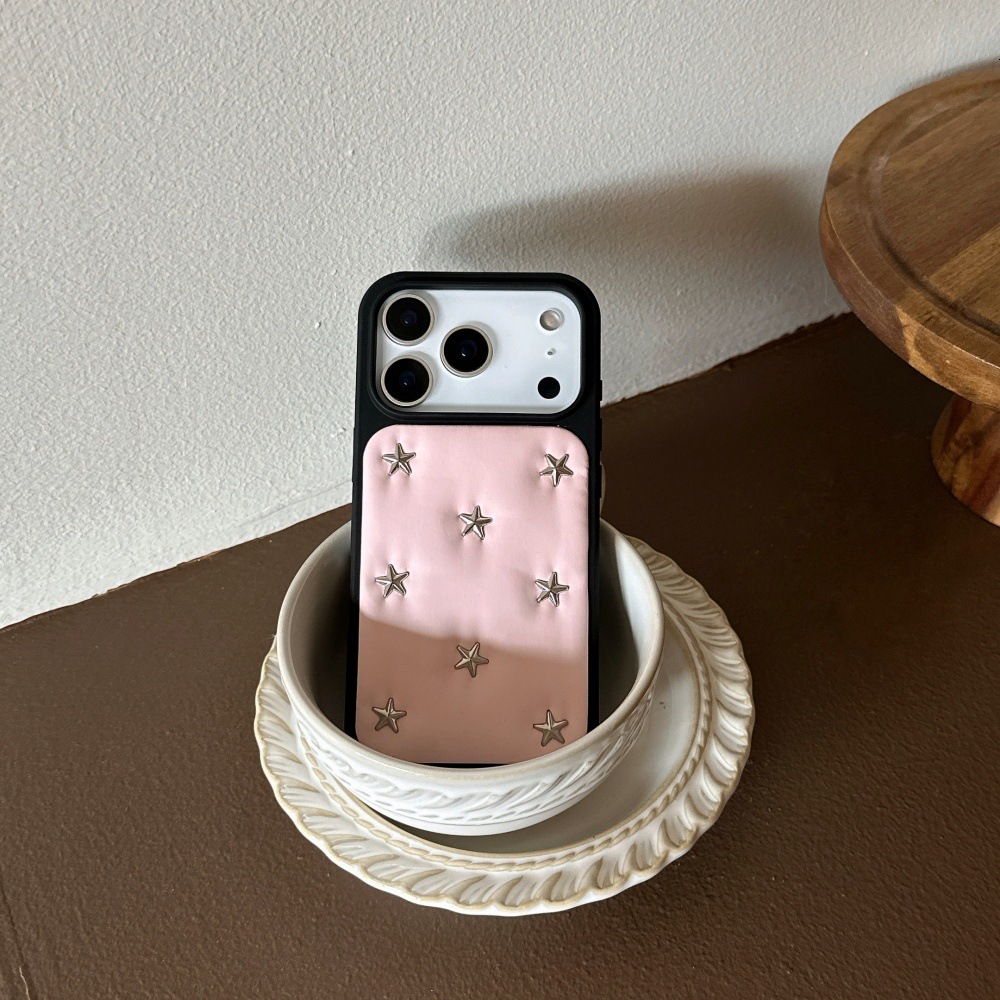 Little Star Rivet Solid Color Phone Case Compatible with iPhone 17/16 Pro Personalized Shockproof iPhone 15/14P Full Coverage