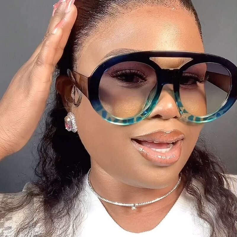 Oversized Frog-Shaped Double Bridge Sunglasses Fashion Color-Block Cross-Border Ins Internet Celebrity Sun glasses for Women