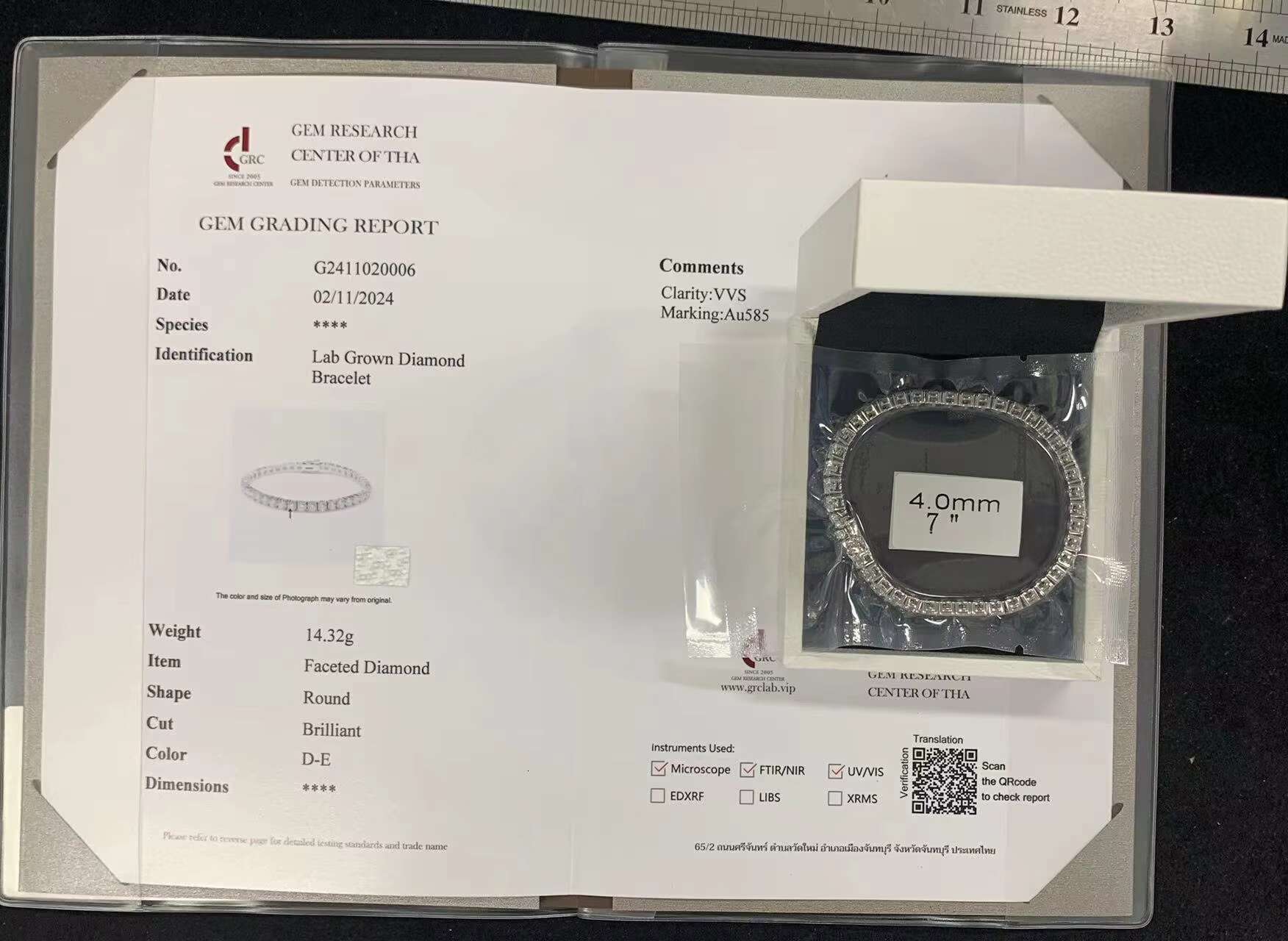 10k gold bracelet chilled 2mm 3mm 4mm 5mm VS1 IGI GIA certified HPHT/CVD laboratory planted tennis chain