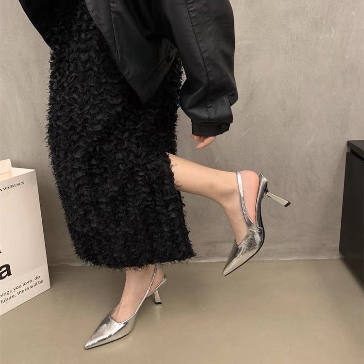 Europe and the United States sexy pointed leopard fine heel single shoes women 2025 spring and summer new shallow mouth everything a word buckle sanda