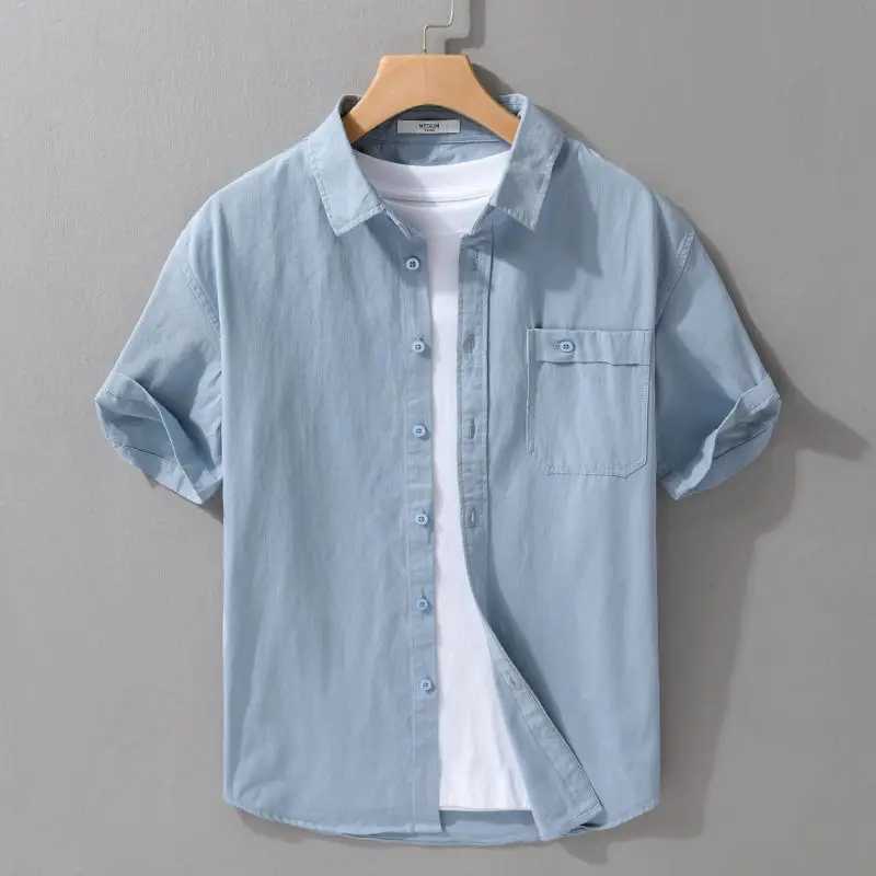 New mens workwear short sleeved shirt for summer 2025 casual and slim fit fresh and loose simple style X250410