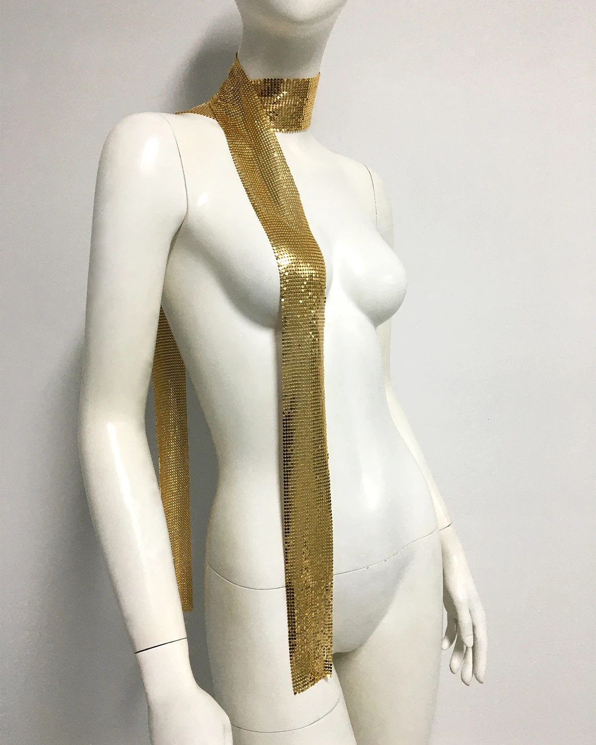 FestivalQueen Metal Sequin Tassel Neckerchief for Women Body Chain Glitter Sparkle Neck Tie Scarf Fashion Nightclub Clothing Acc 250409