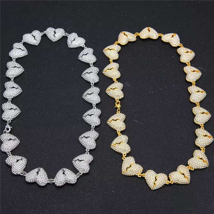 Qian Jian Men's Hip Hop Jewelry Iced Necklace Silica Cuban Chain Buckle