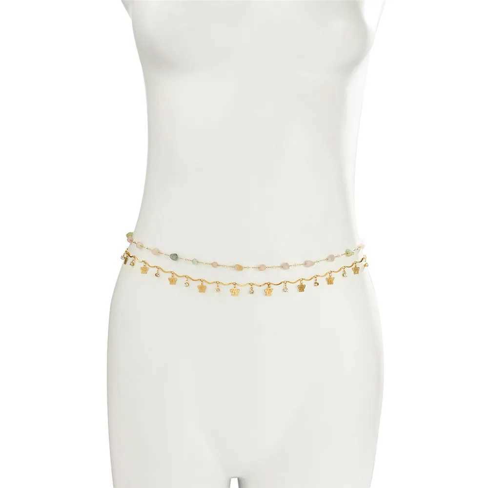 2-piece/set pendant waist chain used for simple natural stone belly chain bikini body chain summer beach vacation Bijou X250410