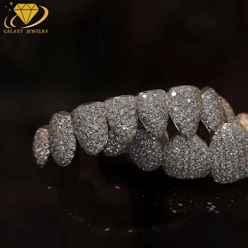 Luxury Jewelry Grillz for Teeth 925 Sterling Silver Iced Out Custom VVS Moissanite Hip Hop Grillz for Raper