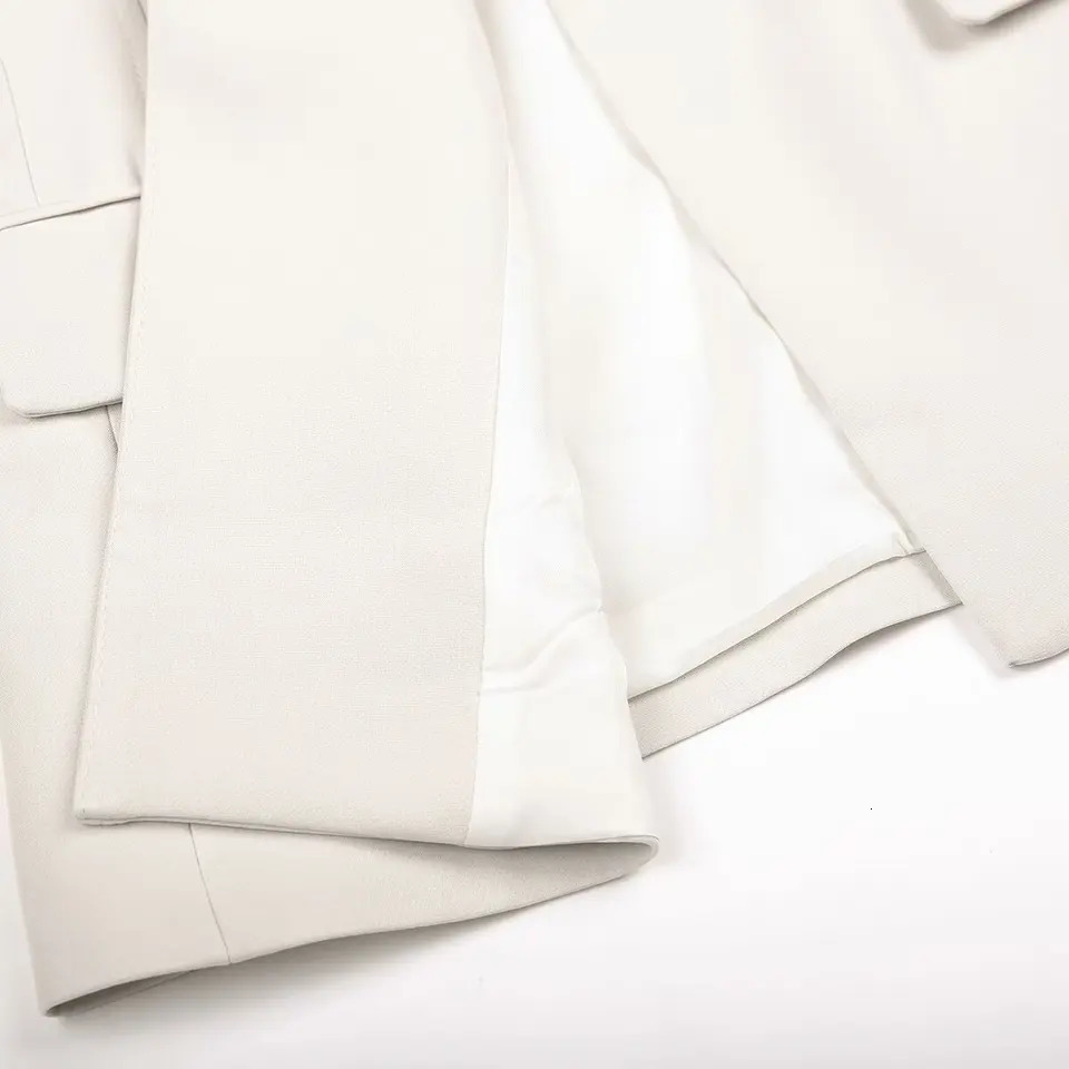 Women Fall Office Slim Blazer Single Button Pockets Beige Black Spring Autumn Fashion Commuter Simple Casual 251106