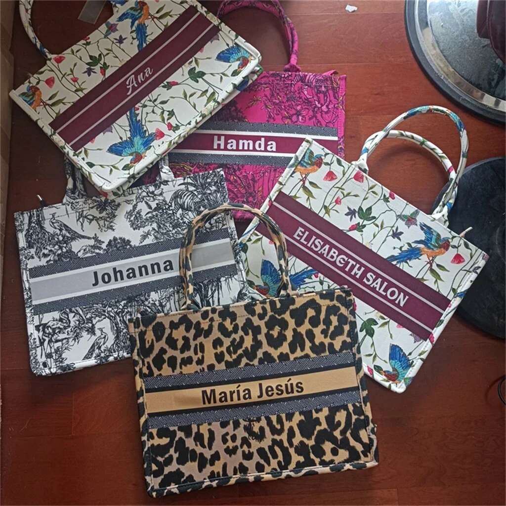 Customized Name Personalized Tote Bag Fashion Printed Large Capacity Canvas Women's Handbag