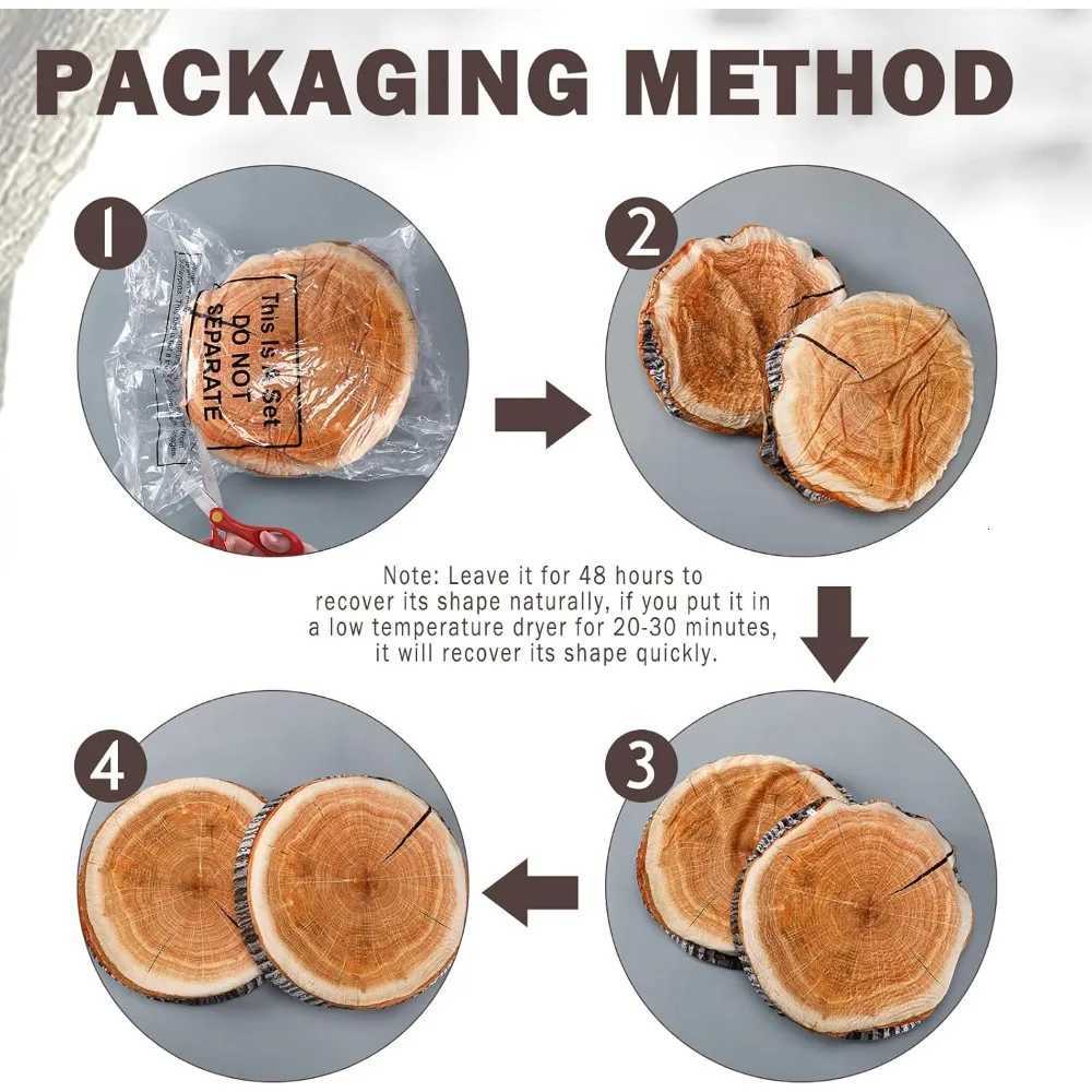 Pillow Case Set of 15 Decorative Round Throw Pillows 1575 Inch Diameter Stump Circle Seating Cushions 3D Tree Wood Slice Chair Seat Cushi Y251110