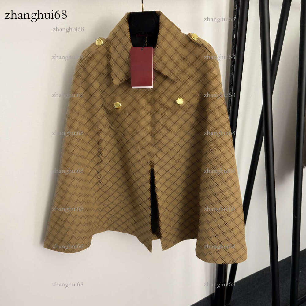 High-End Women's Cape Coat Designer Style Three-Color Fashion Women's Jacket with Turn-Down Collar and Brand Logo Print Loose Casual Suitable Halloween Outfits