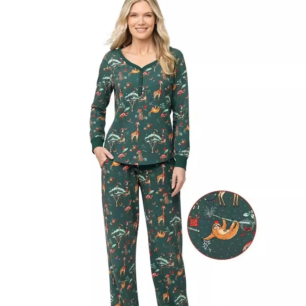 Years Costumes Family Matching Outfits Christmas Pajamas Set Allover Animal Print Adults Kids Clothing Xmas Look Wear 251104