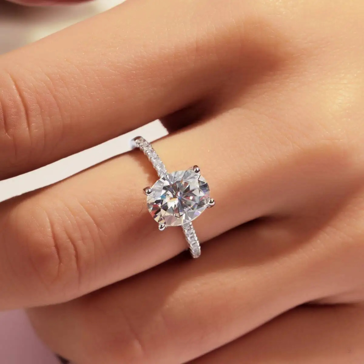 TY Classic 10 Carat Oval Cut D Color Womens Ring 18K White Gold Plated 925 Sterling Silver Engagement Wedding Band 251103