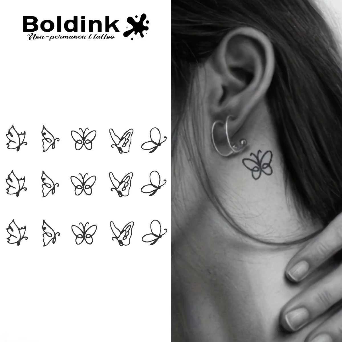 Boldink Butterfly Temporary Tattoo Lasting for 15 Days with New Technology Waterproof Semi Permanent Stickers W250410