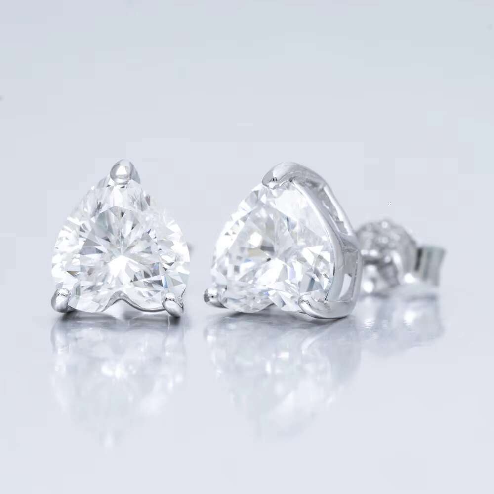 Fashion Solid 925 Sterling Silver Womens Custom Earring Designer Statement Style 6.5*6.5mm Heart Earrings