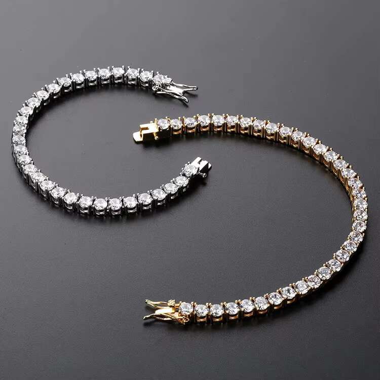 Top Sale Luxury 5mm Gra Lab Moissanite Diamond Tennis Chain Solid 925 Sterling Silver