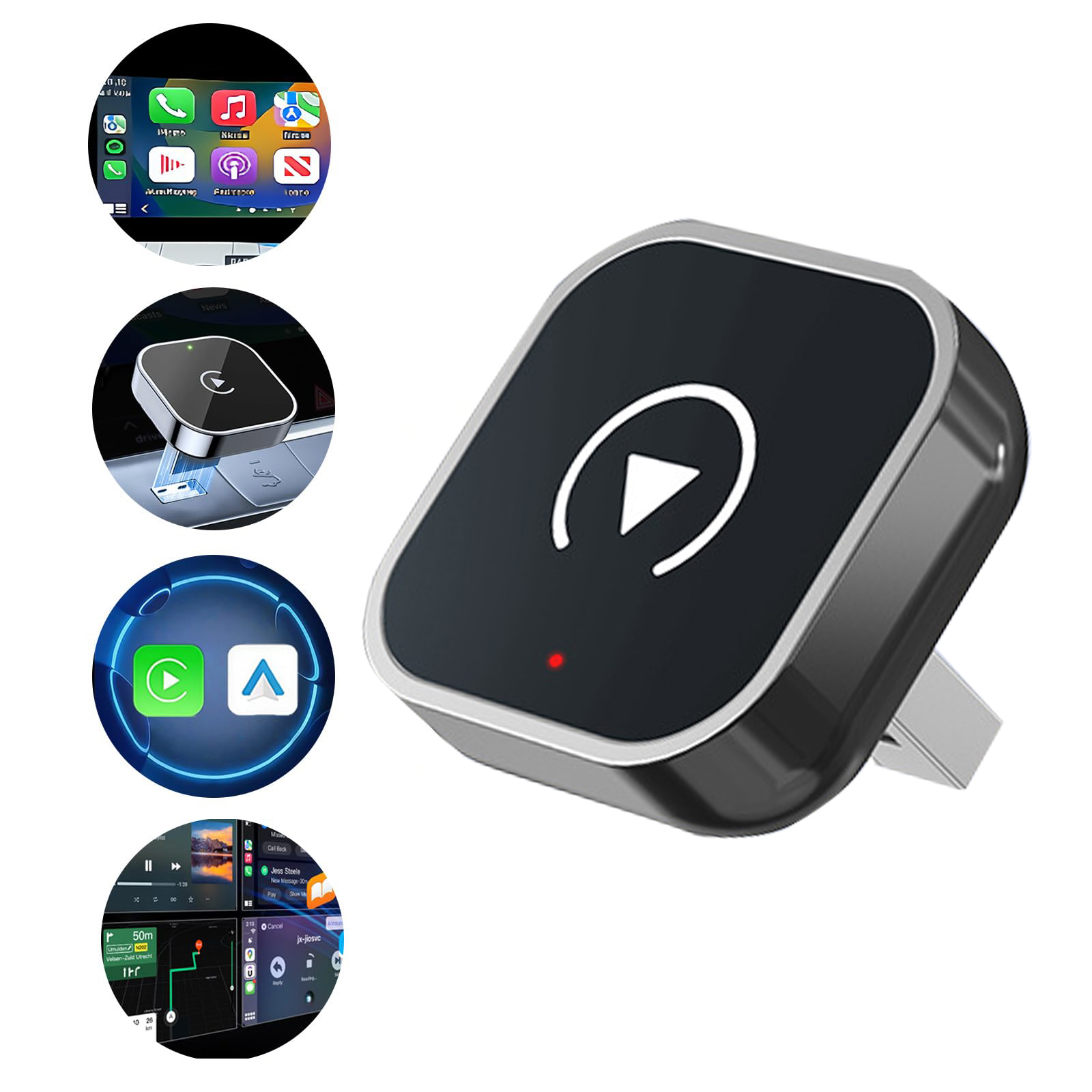 Car Wireless Adapter CarPlay Wired to Wireless Plug Play USB-A/C Dongle for 2016+ Cars Audi Toyota VW Peugeot plug and paly