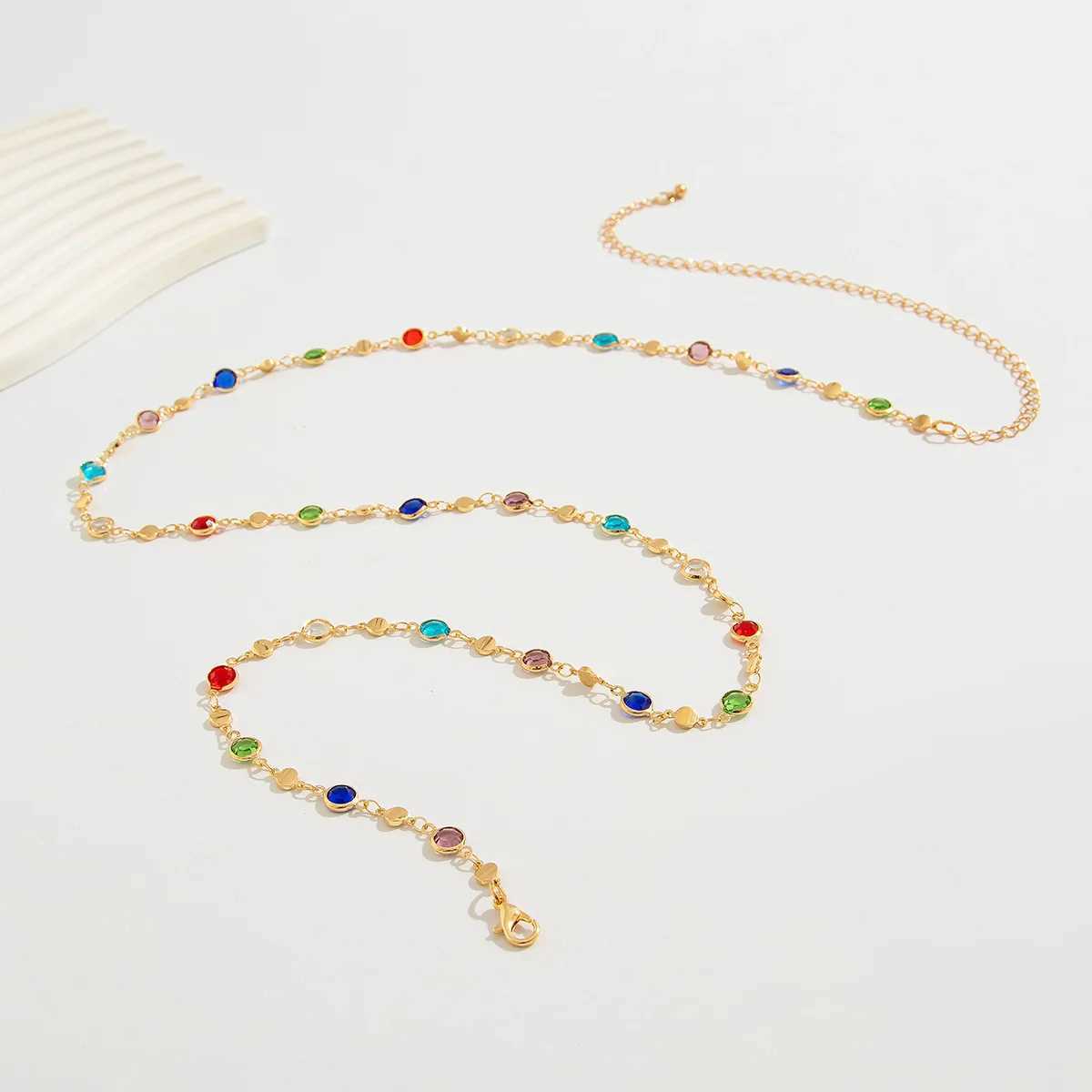 Simple Colorf Geely Crystal Waist Belly Chain suitable for Wen 2025 Fashion Bikini Thin Belt Chain Jewelry X250410