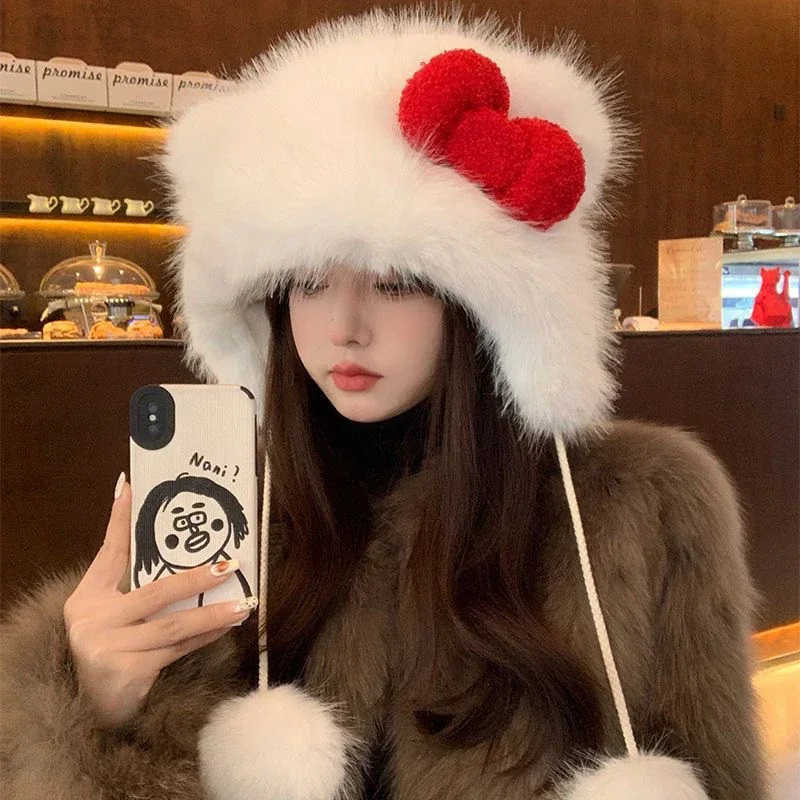 Sanrio Cute Hello Kitty Bucket Hat Adjustable Drawstring Fashion Winter Hat Windproof Thickened Material Kawaii Streetwear Cap for Girl H251110