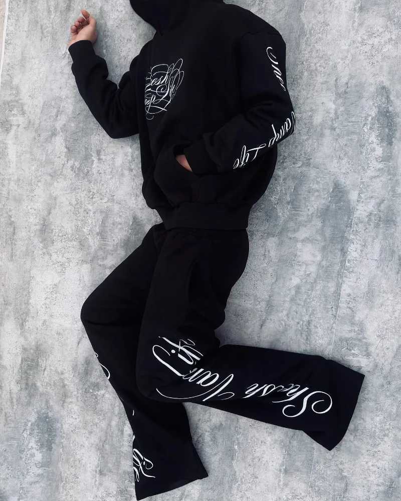 Y2k Men Set Hip Hop Retro Printed American Sportswear Fashion Street Clothing Harajuku Set Winter New Casual Sportswear Women W251110