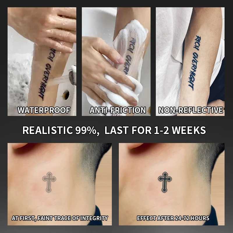 1Pc Cross Waterproof Temporary Tattoo Sticker Durable and Waterproof for One to Two Weeks Suitable for Fingers Plames and Neck. W250410