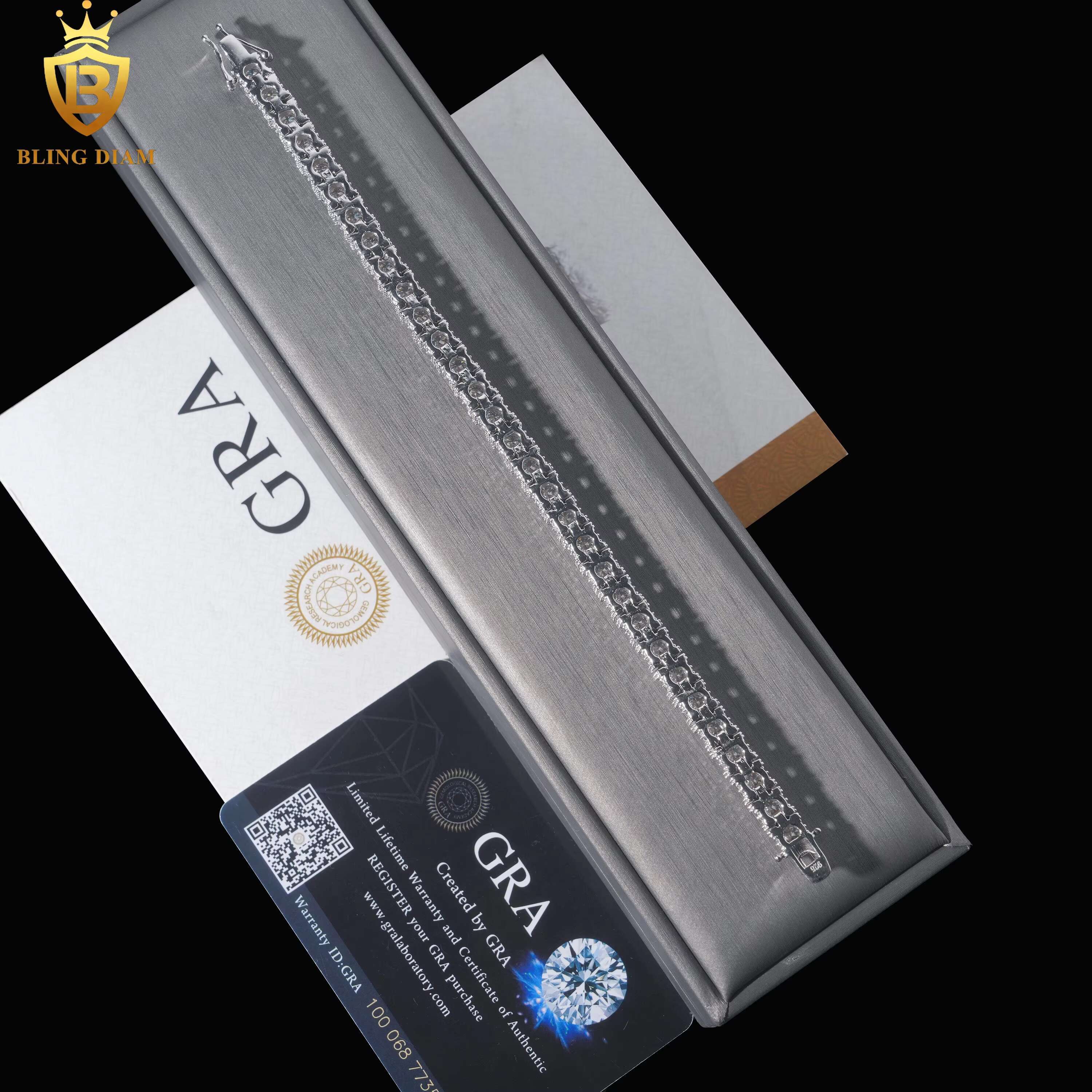 5mm 6.5mm Fashion Jewelry 925 Sterling Silver VVS Moissanite Iced Out Tennis Chain Bracelet Necklace
