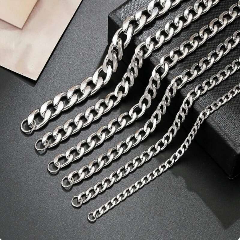 HNSP 316L Stainless Steel Cuban Chain Necklace For Men Male Jewelry Accessories