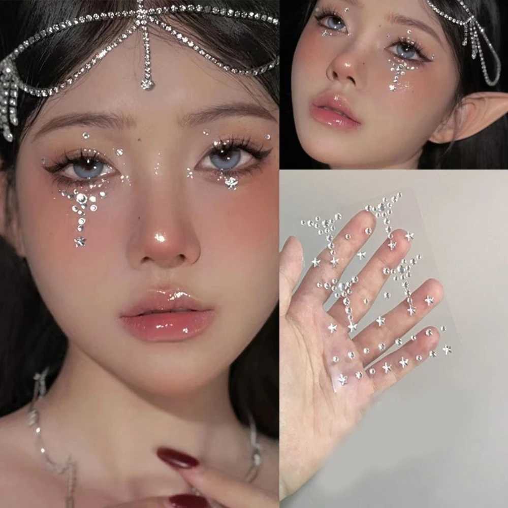 Fashion pearl face sticker Pearl temporary tattoo sticker Waterproof glitter eye shadow body holiday makeup W250410