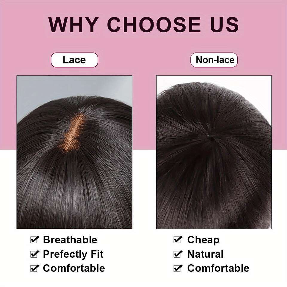 Glueless Short BOB 4X1 Lace Front - Brazilian Remy Human Hair Straight Bob With Bangs Density, No Glue Needed, Easy Wear Instant Wig Women Men | Comfo