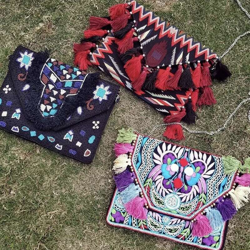 DOYUTIG Brand Summer Fresh Bohemia Design Indian Handmade Cross-body & Clutches Women's Antique Ethnic Embroidery Bags F759