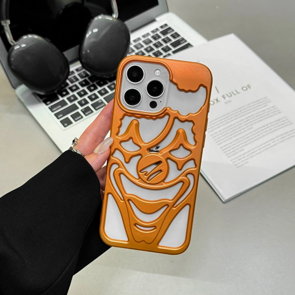 Simple Hollow Clown Phone Case Compatible with iPhone 17/16 Cartoon Shockproof iPhone 15/14 Pro Solid Color