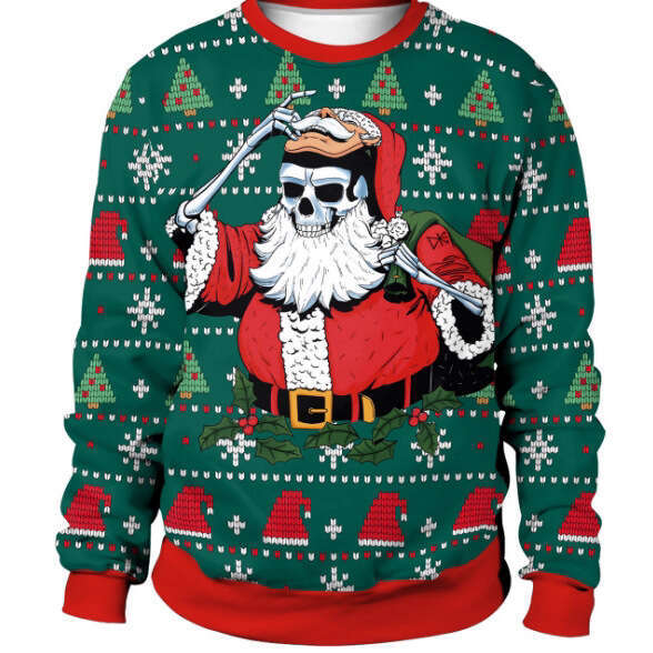 Cross-Border European American Christmas Halloween New Men's and Women's Crew Neck Sweatshirt 3D Digital Print Couple Outfit Factory