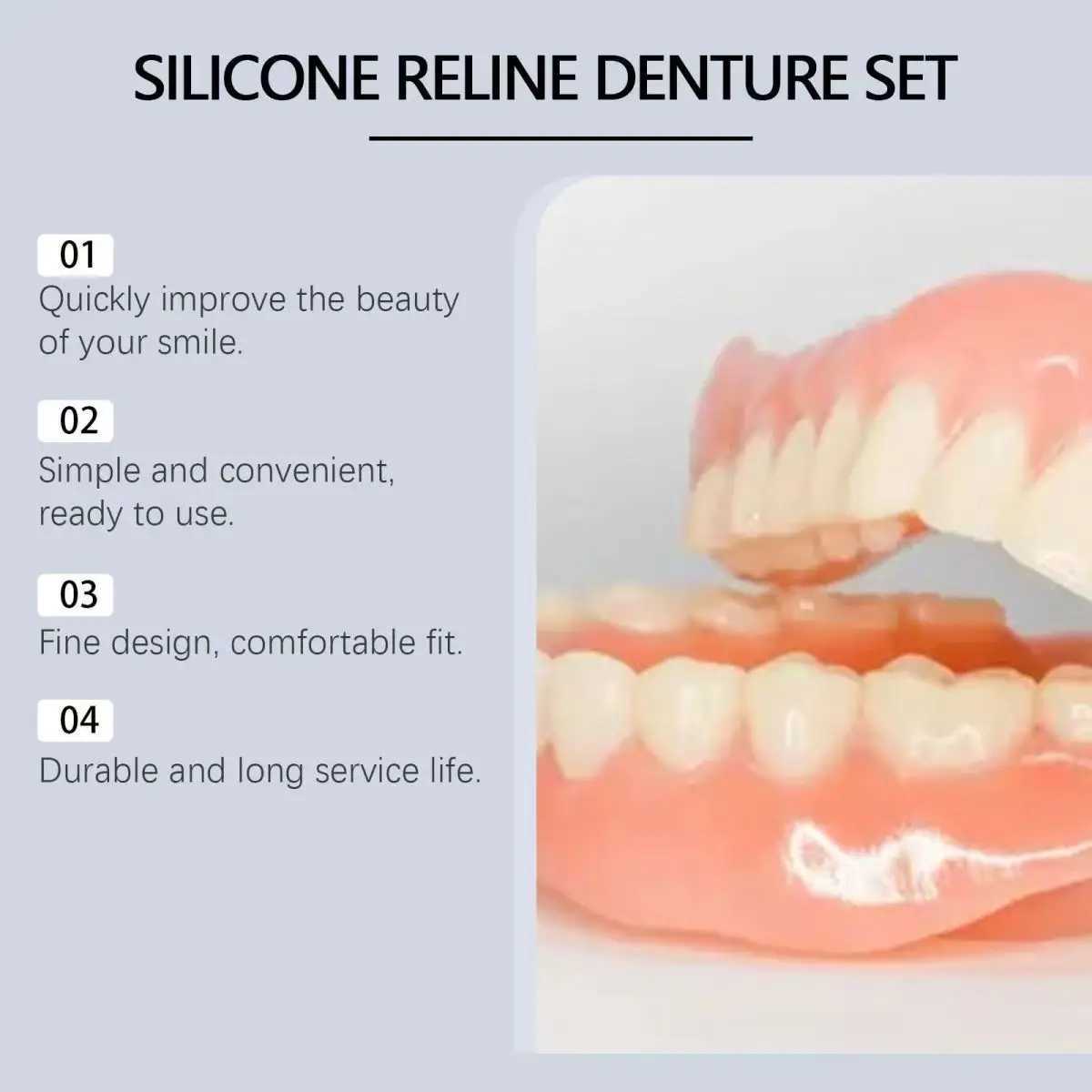 Revolutionary Silicone Dental Kit for Temporary Orthodontics Glove like Suitable Dentures Comprehensive Oral Hygiene Solution M250410