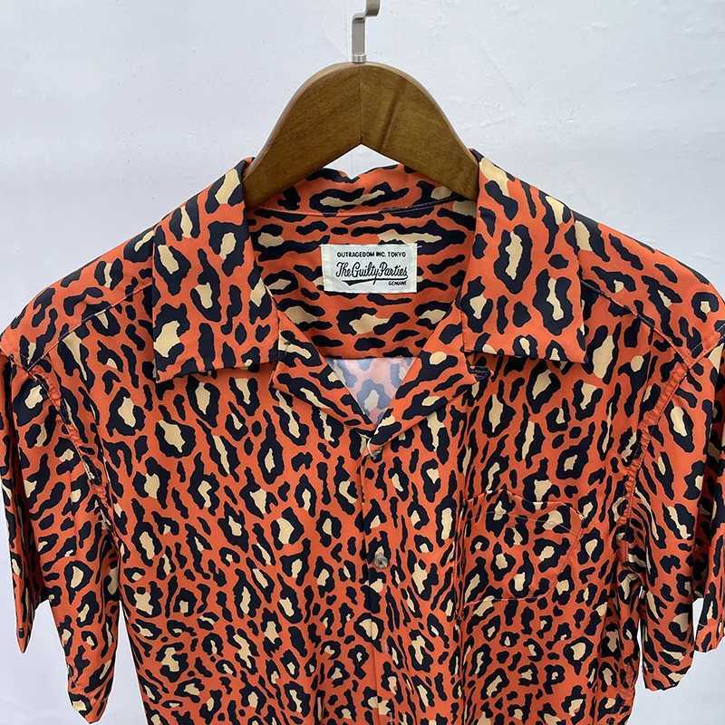 Best quality mens lapel short sleeved streetwear summer loose retro Hawaiian WACKO MARIA shirt leopard print X250410