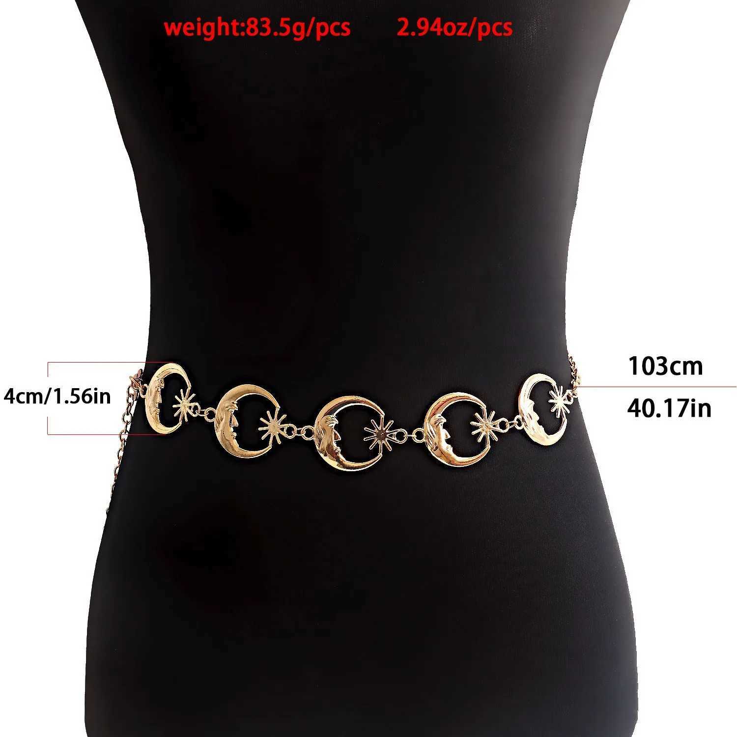 Fashion Moon Sun Metal Belt Retro Waist Chain Strap Belt Dress Jeans 1 piece X250410